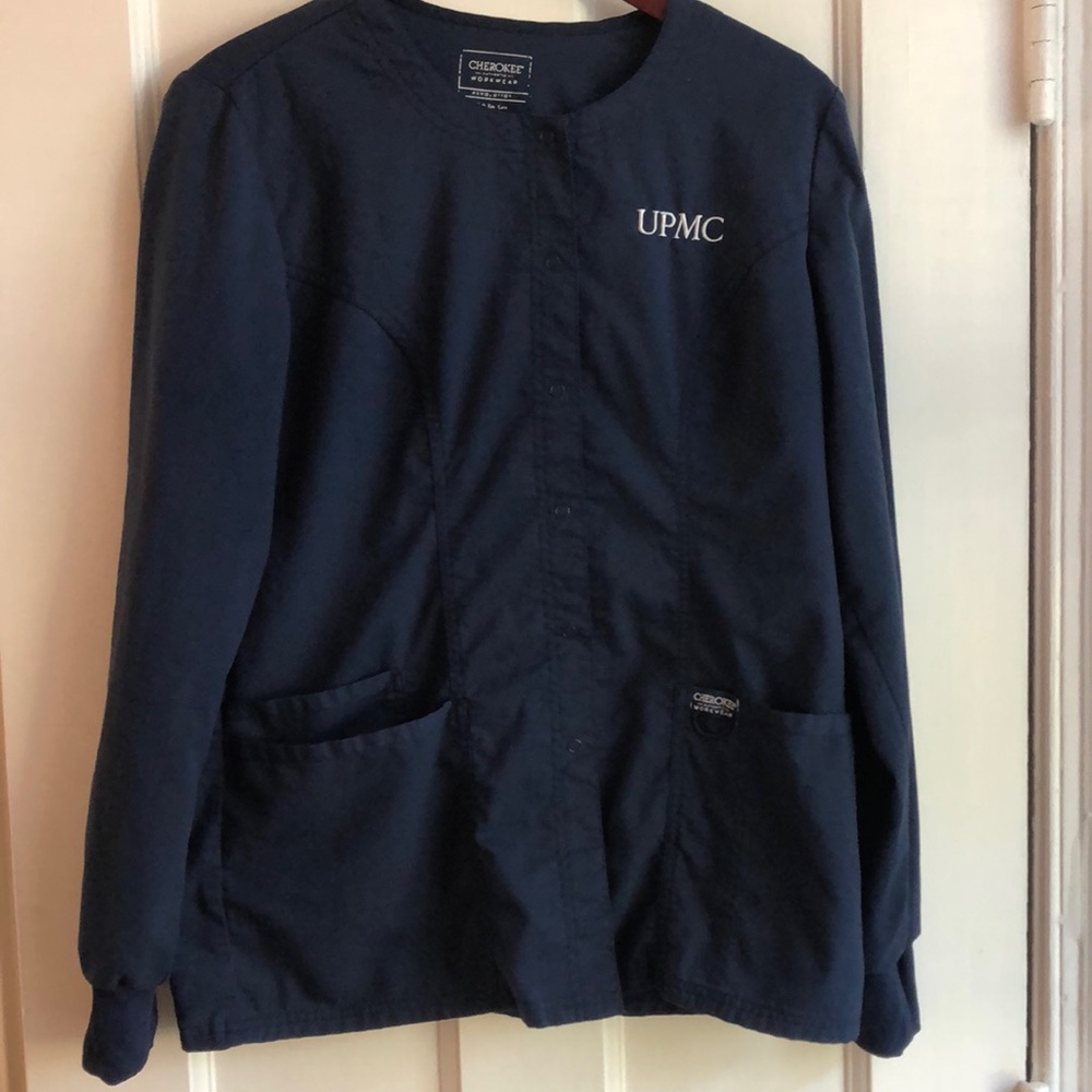 UPMC Cherokee Navy Blue Scrub Jacket Size S
